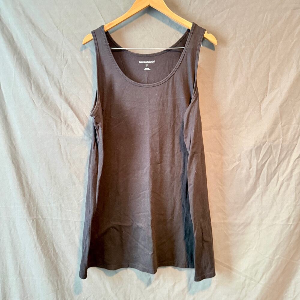 Woman Within Tank Top Plus Size 18/20 Large Black Sleeveless Scoop‎ Neck Tunic